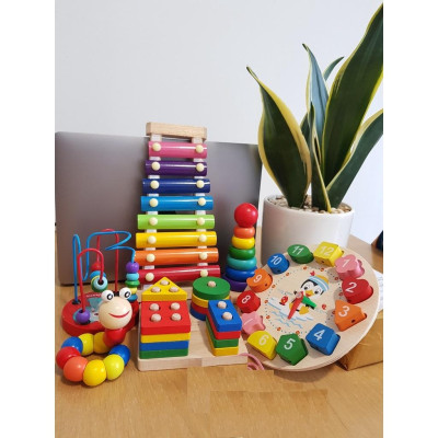 Combo 6 Món Đồ Chơi Gỗ Phát Triển Trí Tuệ Cho Bé Vừa Chơi Vừa Học