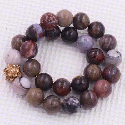 [Hợp Tất Cả Các Mệnh] Vòng Chuỗi Niệm Phật Gỗ Hóa Thạch 14 Ly 27 Hạt Charm Hoa Sen Inox, Vòng Chuỗi Phật Giáo, Chuỗi Niệm Phật Hạt To - Phong Thủy 868