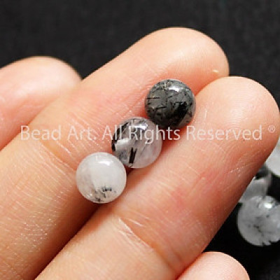 5.5-6MM Đá TA Tóc Đen Tự Nhiên A, Phối Vòng Tay Phong Thuỷ, Chuỗi Hạt, Trang Sức, Thủy, Mộc S50 - Bead Art