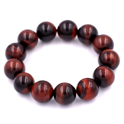 Vòng tay chuỗi hạt đá mắt hổ đỏ đen 16 ly 14 hạt
