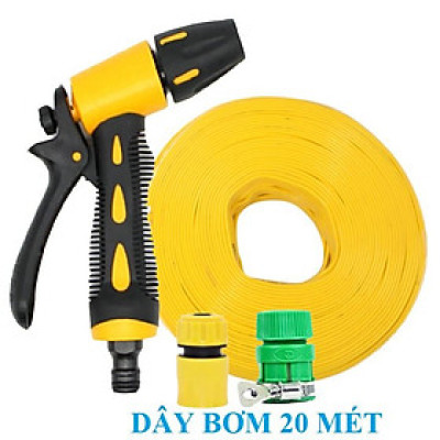 Bộ dây vòi xịt nước rửa xe, tưới cây . tăng áp 3 lần, loại 20m 206236 đầu đồng, cút, nối PE