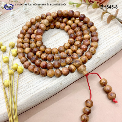 Vòng tay nu huyết long để mộc VIP, chuỗi tràng 108 hạt/ 8mm - Mùi thơm vĩnh viễn, vân gỗ đẹp (BH645-8) An Yên, Thịnh Vượng, May Mắn