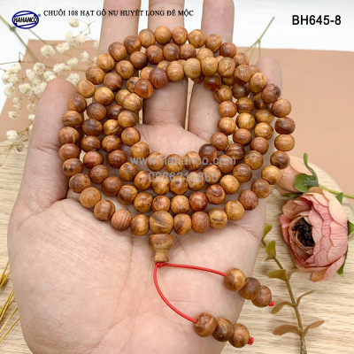 Vòng tay nu huyết long để mộc VIP, chuỗi tràng 108 hạt/ 8mm - Mùi thơm vĩnh viễn, vân gỗ đẹp (BH645-8) An Yên, Thịnh Vượng, May Mắn