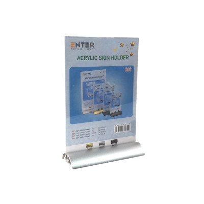 Kệ menu nhà hàng, Standee mica để bàn, Bảng quét mã QR Code, Kệ mica 2 mặt Enter E38 150x210mm đế nhôm cao cấp A5