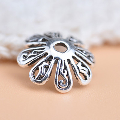 Combo 6 cái charm bạc chụp hạt, bọc hạt họa tiết hoa văn - Ngọc Quý Gemstones