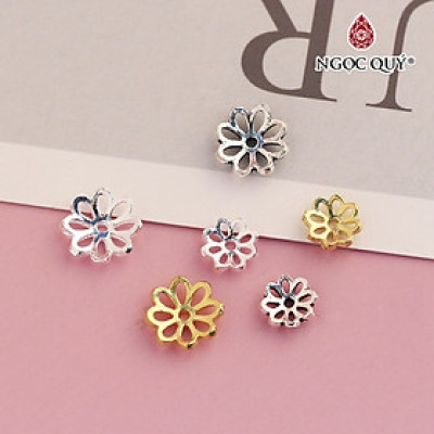 Charm bạc chụp hạt, bọc hạt họa tiết hoa văn - Ngọc Quý Gemstones