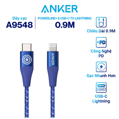 Cáp Sạc ANKER PowerLine+ II USB-C to Lightning - Phiên Bản Marvel - A9551 / A9548 - Hàng Chính Hãng