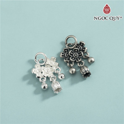 Charm bạc hình hoa nhỏ cùng hoa tulip treo - Ngọc Quý Gemstones