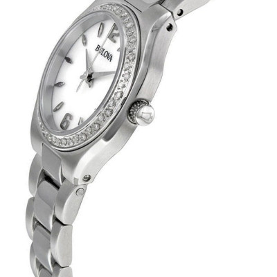 Đồng Hồ Nữ Bulova Đính Kim Cương Dây Thép Không Gỉ 96R199 - Mặt Xà Cừ (Sapphire)