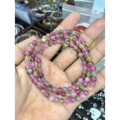 Vòng đeo tay, lắc tay phong thủy quấn 3 vòng đá tourmaline
