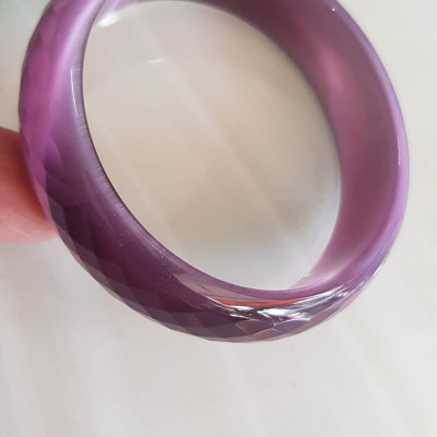 Vòng tay nữ đá mắt mèo bản hẹ giác tím mới đẹp Vòng Ni 54mm x cao 16mm x dầy 6,2mm Vòng màu tím nho chuẩn hợp nữ mệnh hỏa, mệnh thổ 49kg - 54kg đeo ạ