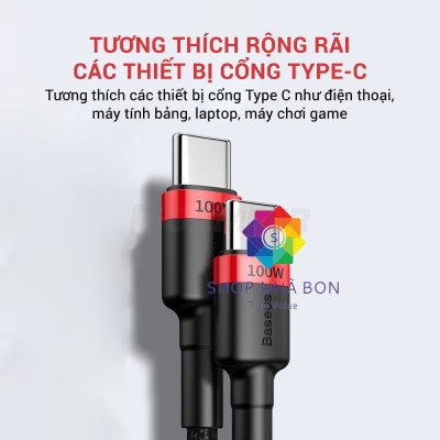 Dây cáp sạc nhanh 100W chuẩn PD 2.0 Type C to type-c QC 3.0 hiệu Baseus Cafule type c to Type C cho iPad Pro 2018 / 2020 / Samsung / Huawei / Xiaomi / Tablet / Macbook / Laptop Type C - Hàng nhập khẩu
