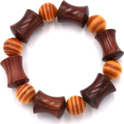 Vòng tay chuỗi hạt gỗ hồng hình ống tre HMS10