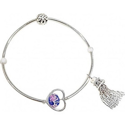 Vòng Tay Laliz Mệnh Thủy Kim Đá Pha Lê Mix Charm Tua Rua Lat.52