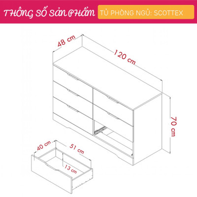 Tủ đựng quần áo phòng ngủ SMLIFE Scottex