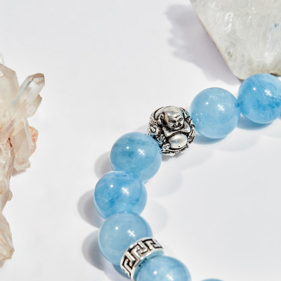 Vòng tay phong thủy đá aquamarine 12mm mệnh thủy , mộc - Ngọc Quý Gemstones