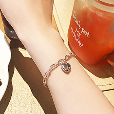 Lắc tay vòng tay trái tim chain đơn giản cá tính nam nữ