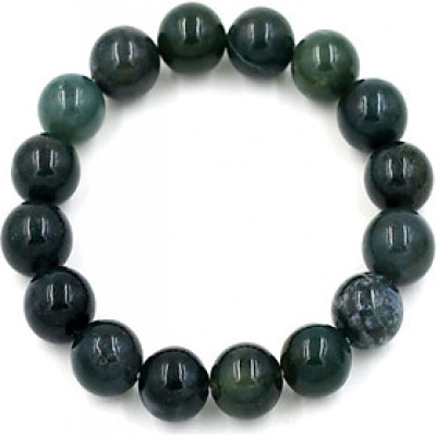 Vòng tay chuỗi hạt đá cẩm thạch xanh đậm 12 ly 16 hạt