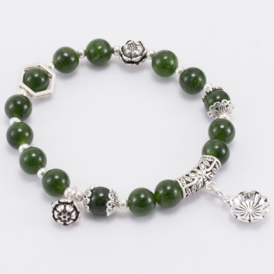Vòng Diopside Aaa Phối Charm Bạc (8mm) Ngọc Quý Gemstones