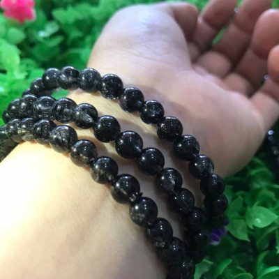 Vòng tay phong thủy Thạch Anh Tóc Đen Tự Nhiên VIP  Vòng size 6,8mm đẹp quấn 3 vòng tay kiểu bóng tay đẹp xinh  Hợp Nữ mệnh thủy mệnh mộc ạ