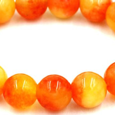 Vòng tay chuỗi hạt ngọc bích cam 13 ly (19.5cm)
