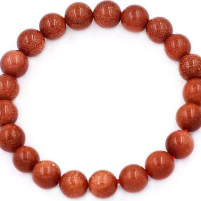 Vòng tay chuỗi hạt đá kim sa nâu 8 ly 21 hạt - hợp mệnh Kim, mệnh Thổ