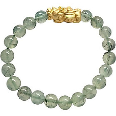 Vòng Đá Thạch Anh Xanh Mix Tỳ Hưu Mạ Vàng Ngọc Quý Gemstones TA039