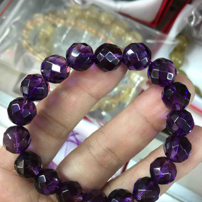 VÒNG THẠCH ANH TÍM TỰ NHIÊN GIÁC ĐẬM  SIZE 10MM  NỮ MỆNH HỎA THỔ