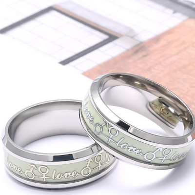 Nhẫn nam dạ quang hình cặp đôi