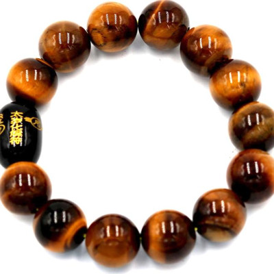 Vòng tay chuỗi hạt đá mắt hổ 14 ly Thái tuế phù DTTD28