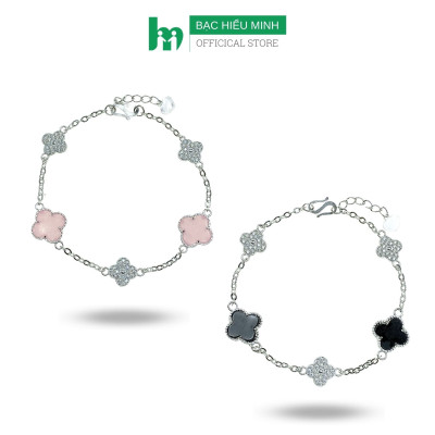 Lắc Tay Bạc 925 Cỏ 4 Lá Mix Màu BẠC HIỂU MINH LTU623