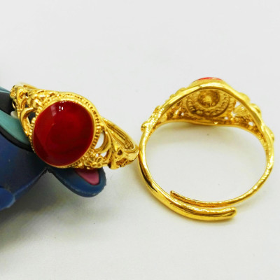 Nhẫn Nam - Nữ Mạ Vàng 24K đính đá Thạch Anh - dòng Mã Não - đỏ Tặng kèm hộp đựng Cung Hỷ, Món phụ kiện cho các buổi gặp mặt, đám tiệc, ... thêm phần sang trọng.