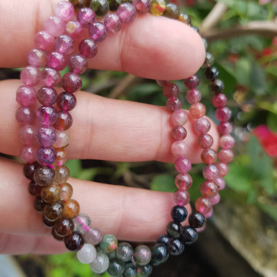 Vòng tourmaline đẹp 3 line size hạt 4mm chất liệu 100% đá thiên nhiên nữ đeo rất rất xinh tay ạ
