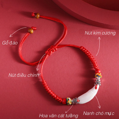 VÒNG TAY , LẮC TAY DÂY ĐỎ NANH CHÓ MỰC TRỪ TÀ HỘ MỆNH