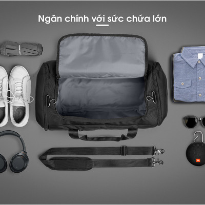 Túi trống du lịch KINGBAG SKY nhiều ngăn, sức chứa lớn, đế giảm chấn, chống nước tốt, khóa kéo YKK, màu đen - Hàng chính hãng