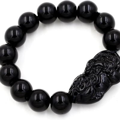 Vòng tay chuỗi hạt Tỳ hưu thạch anh Đen 14 ly