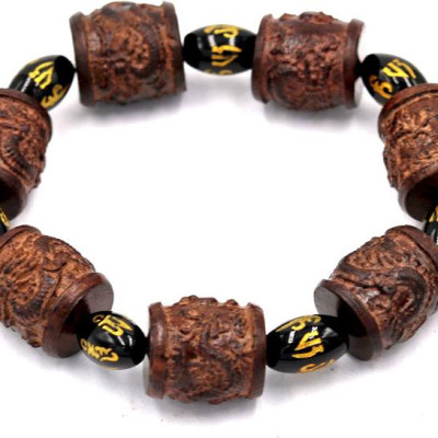 Vòng tay chuỗi hạt trụ rồng gỗ đàn hương TRNT20