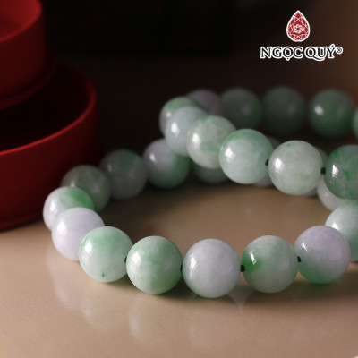 Vòng tay cẩm thạch xanh lý hạt 13mm mệnh mộc hỏa - Ngọc Qúy Gemstones