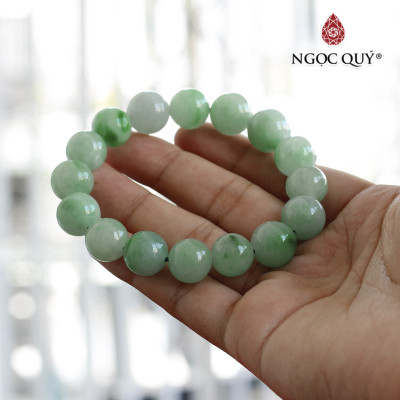 Vòng tay cẩm thạch xanh lý hạt 13mm mệnh mộc hỏa - Ngọc Qúy Gemstones