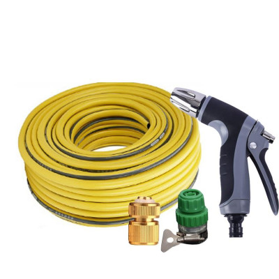 Bộ dây vòi xịt nước rửa xe,tưới cây tăng áp 3 lần 10m (cút đồng nối nhựa xanh) 206817