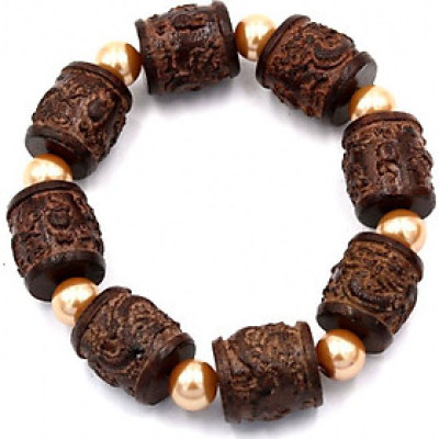 Vòng tay chuỗi hạt trụ rồng gỗ đàn hương TRNT15