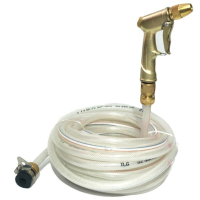Vòi nước vòi phun nước rửa xe tưới cây tăng áp thông minh + bộ dây bơm nước cao cấp TLG  loạI 15m  (vòi đồng-dây trắng) 701-1498-1