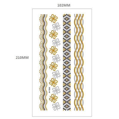 Hình xăm dán vòng tay, cổ chân, cánh tay nam nữ tạm thời ánh kim vàng bạc tatoo thời trang đi biển Legaxi