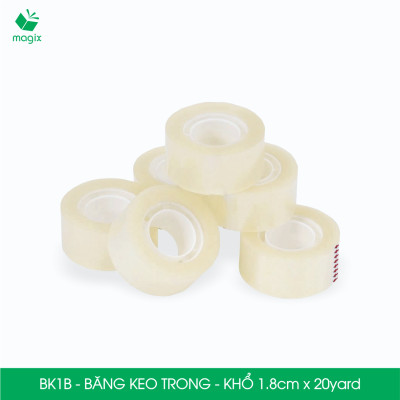  BK1B - Block 10 cuộn băng keo trong khổ 1.8cm x 20yard - Băng dính văn phòng, trường học
