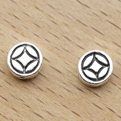 Combo 3 charm bạc xỏ ngang họa tiết đồng tiền - Ngọc Quý Gemstones