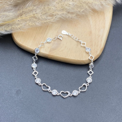 Vòng Tay Lắc Tay Nữ Bạc Ta Đính Đá Nhân Tạo BẠC HIỂU MINH LTU613