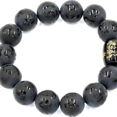 Vòng tay chuối hạt thạch anh phật chú 14 ly Thái tuế phù DTTD12