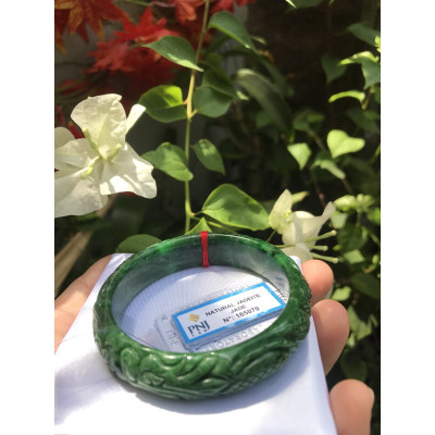 VÒNG TAY  Nữ TRẠM RỒNG VIP 53mm bản cao 14mm độ dầy vòng 7,2mm XANH ĐẬM ĐÃ KIỂM ĐỊNH P No 165070 CHẤT LIỆU 100% ĐÁ TỰ NHIÊN ĐẸP phù hợp các Chị mệnh thủy môc hỏa 53kg đến 60kg đeo ạ