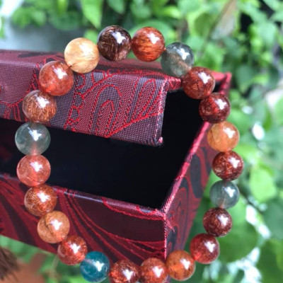 CHIẾC VÒNG THẠCH ANH TÓC TAM TÀI VIP  ĐẸP  SIZE VÒNG 8,5LY 100% ĐÁ THIÊN NHIÊN