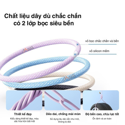 Dây sạc nhanh ip Rockspace Z21 chuẩn sạc nhanh dây dù dài 120cm siêu bền-Hàng chính hãng BH 12 tháng